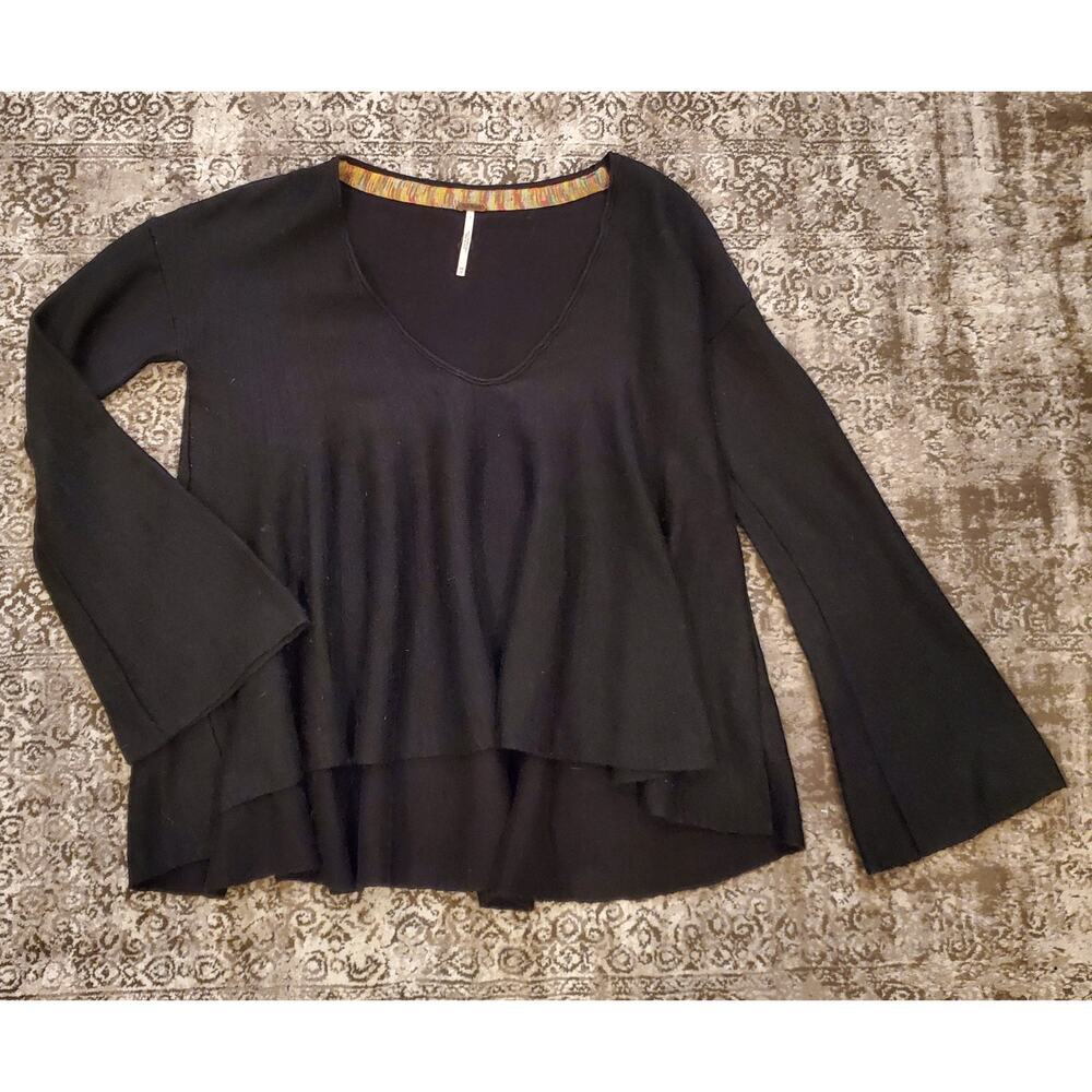 Free People Linen Blend Black Top Size XS